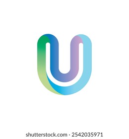 Logotipo abstracto de la letra de la tipografía del gradiente U 