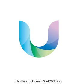 Logotipo de letra de tipografia abstrata de gradiente U 