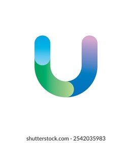 U gradient abstract typography letter logo 
