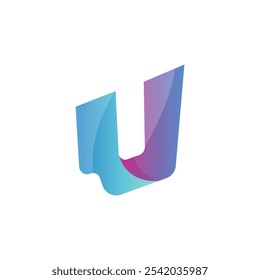 U gradient abstract typography letter logo 