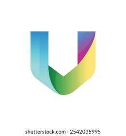 U gradient abstract typography letter logo 