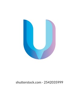 Logotipo abstracto de la letra de la tipografía del gradiente U 