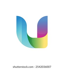 U gradient abstract typography letter logo 