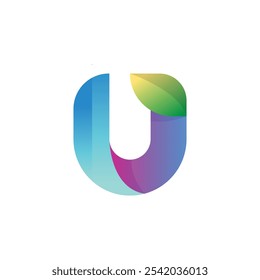 Logotipo de letra de tipografia abstrata de gradiente U 