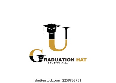 U graduation hat Letter logo template for your branding.