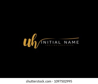 U H Initial handwriting logo vector. Hand lettering for designs.