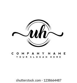 U H Initial handwriting logo vector