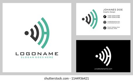 U H initial logo template vector