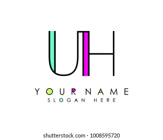 U & H initial minimalist logo template vector
