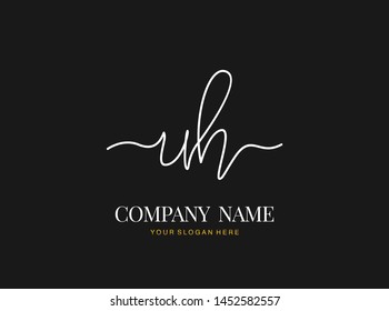 U H UH Beauty vector initial logo, handwriting logo of initial signature, wedding, fashion, jewerly, boutique, floral and botanical with creative template for any company or business.