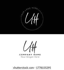  U H UH Initial letter handwriting and signature logo.