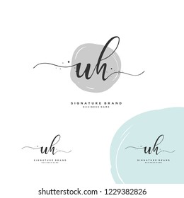 U H UH Initial logo template vector