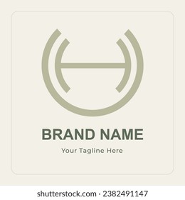 U H word design logo with rounded shape u put in the word H in the circle type logo 