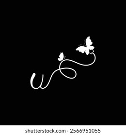 U Handwritten initial letter, U simple signature vector logo with butterfly shape variation, beauty, photography letter logo design. U