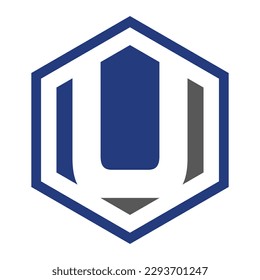 U hexagon logo icon template 1