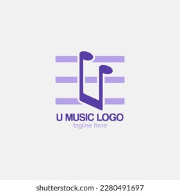 U icon. U Music logo minimalist. Simple musician logo. Music logo modern