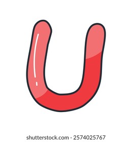 U icon with white background vector stock illustration
