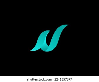 U initial alphabet letter modern logo vector gradient cyan color editable