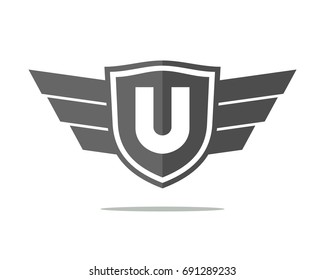 U Initial badge team template vector