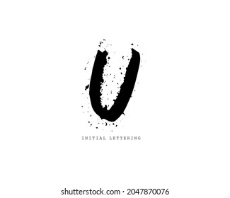 U Initial brush handwriting or handwritten logo for identity. Logo with signature and hand drawn style.