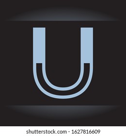 U Initial Clean Logo Icon. Light Bold Half Outline. Vector Graphic Design. EPS10