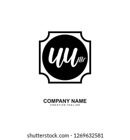 U U Initial Handwriting Logo Template Vector 