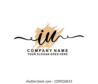 I U Initial Handwriting Logo Template