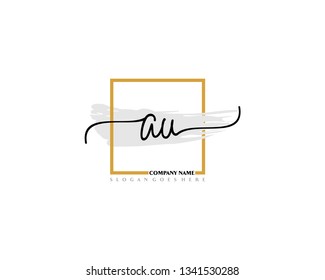 A U Initial Handwriting Logo Template