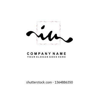 I U Initial Handwriting Logo Template