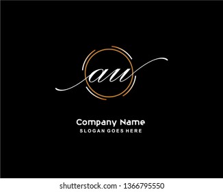 A U Initial Handwriting Logo Template