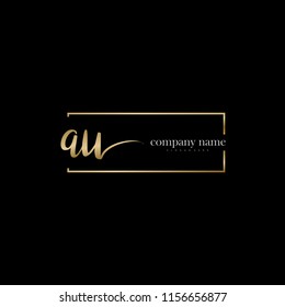 A U Initial handwriting logo vector. Hand lettering for designs.