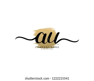 A U Initial handwriting logo vector