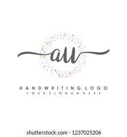 A U Initial handwriting logo vector