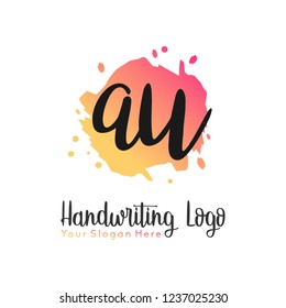 A U Initial handwriting logo vector