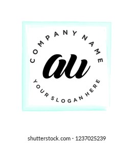 A U Initial handwriting logo vector