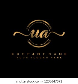 U A Initial handwriting logo vector