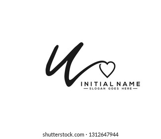 U Initial Handwriting Logo Vector