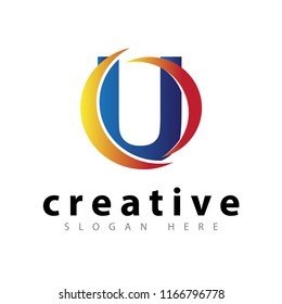 U Initial letter with abstract circle logo vector