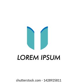 U initial letter for business name logo icon in company 