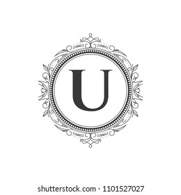 U initial letter logo template with luxury ornament