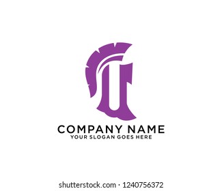 U Initial logo concept with spartan template vector