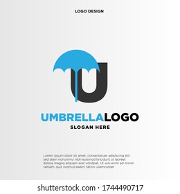 Diseño inicial del logotipo de U con un paraguas