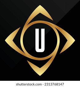 U Initial luxury gold Letter Type Logo Sign Symbol Icon Simple Elegance