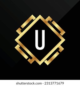 U Erstklassiger Goldbrief-Typ Logo Symbol Symbol Einfache Eleganz
