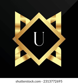 U Initial luxury gold Letter Type Logo Sign Symbol Icon Simple Elegance