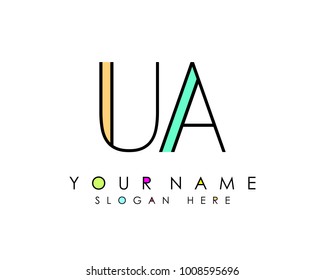 U & A initial minimalist logo template vector