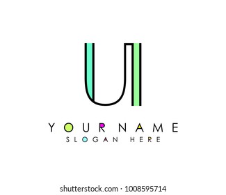 U & I initial minimalist logo template vector