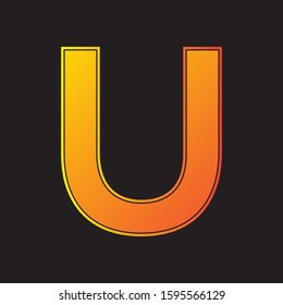 U Initial Sign Abstract Minimal Premium Orange Gradient Logo Icon Black Background Isolated