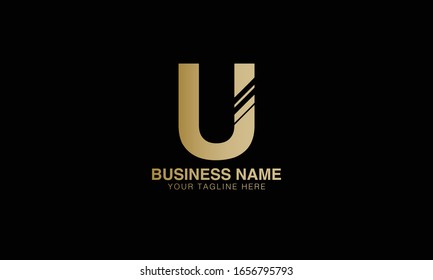 U initial Unique Minimal Style golden and black gold  colour logo vector design