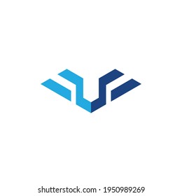 U initial Wing illustration logo vector design